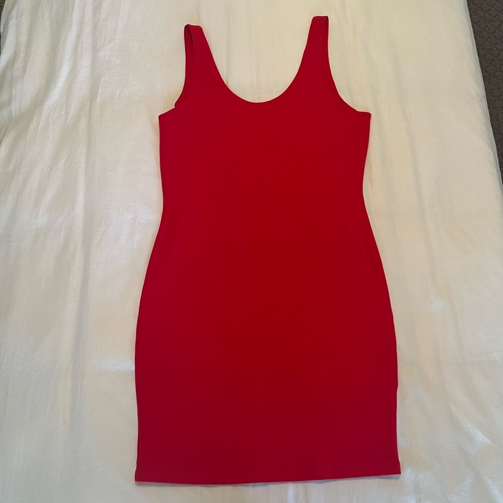 NWOT Red Jersey Dress with Deep Back